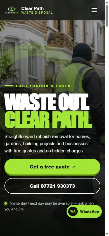 Clear Path Waste mobile website preview